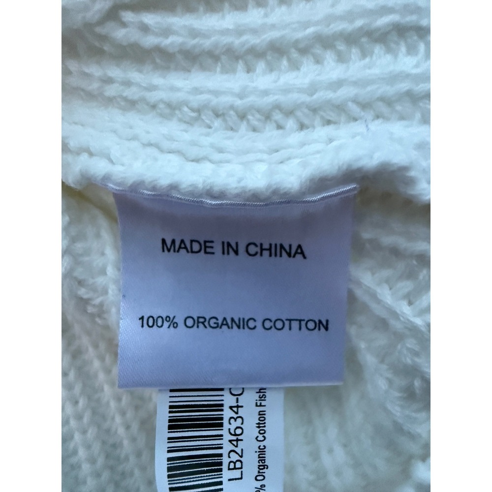 Quince Womens White 100% Organic Cotton Fisherman Sweater Size L Preppy Classic - Picture 8 of 11